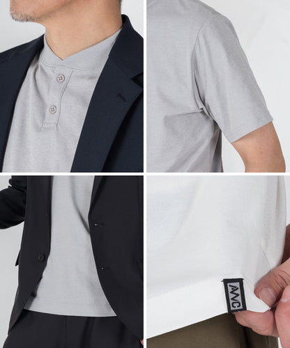 [AWC] ジャケット専用 メランジ調 ヘンリーネックドレスTシャツ