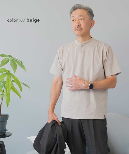 [AWC] ジャケット専用 メランジ調 ヘンリーネックドレスTシャツ