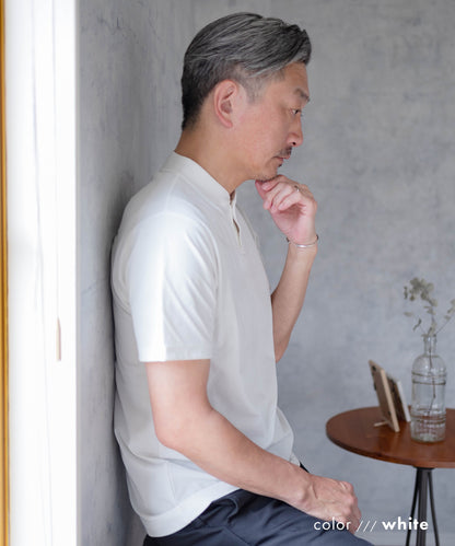 [AWC] ジャケット専用 メランジ調 ヘンリーネックドレスTシャツ
