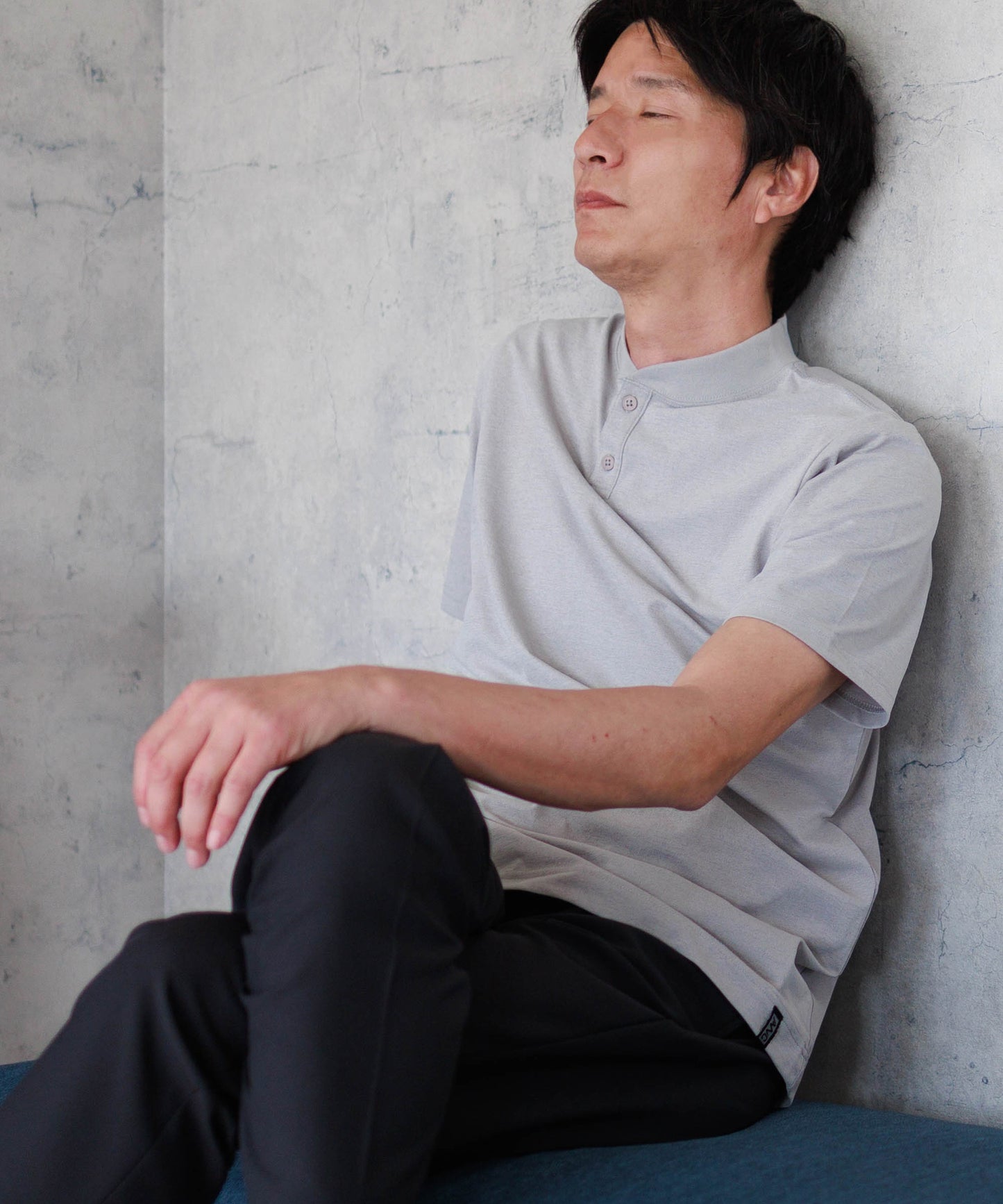 [AWC] ジャケット専用 メランジ調 ヘンリーネックドレスTシャツ