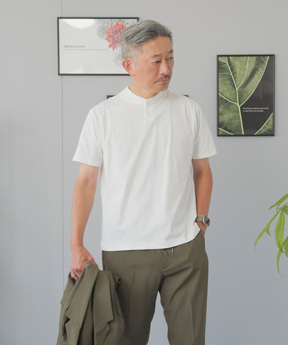[AWC] ジャケット専用 メランジ調 ヘンリーネックドレスTシャツ