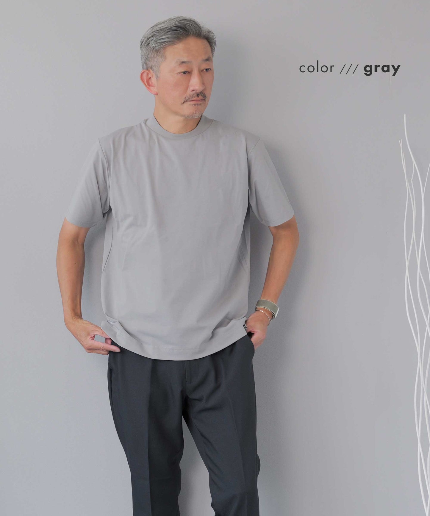 [AWC] ジャケット専用 メランジ調 クルーネックドレスTシャツ