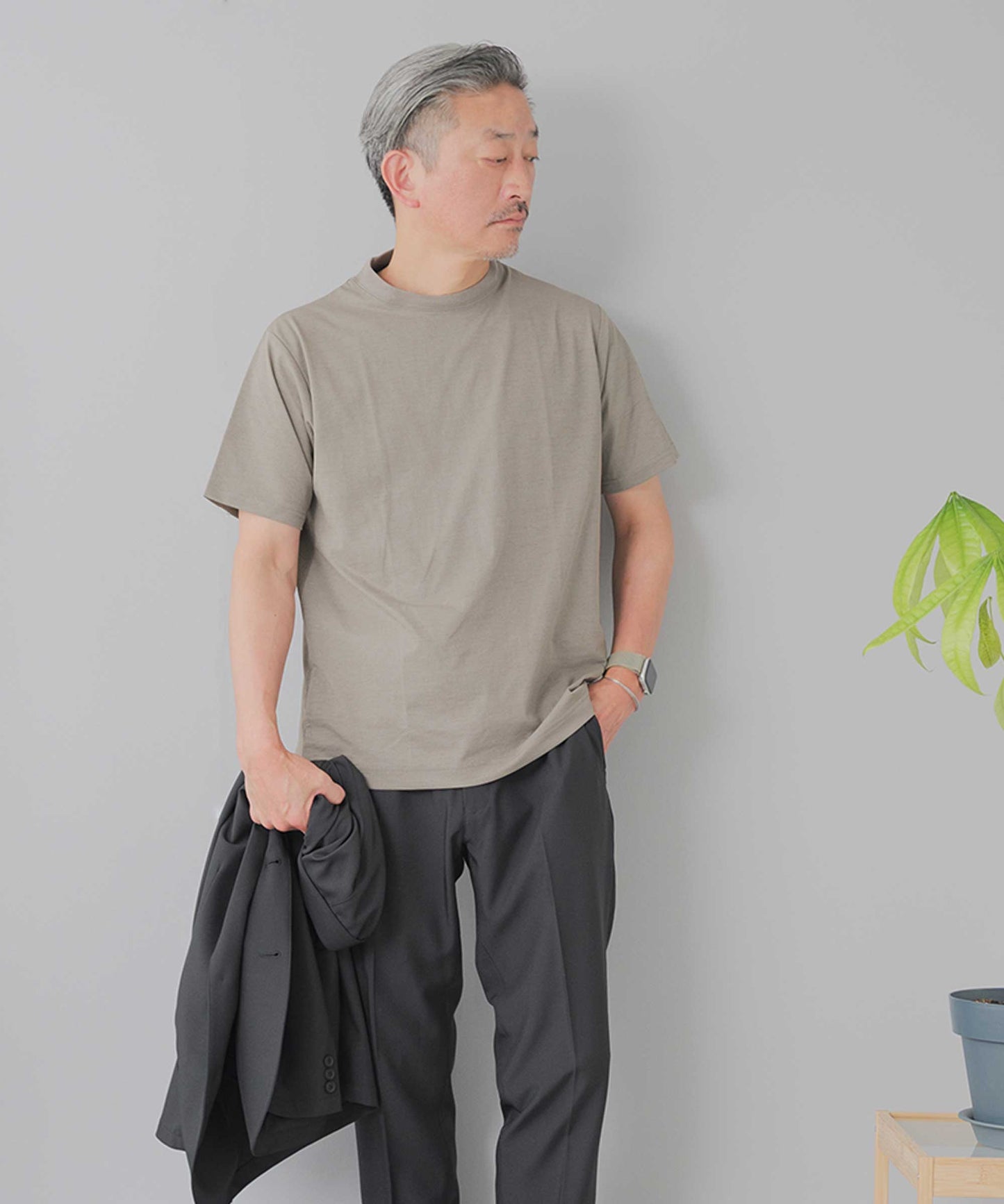 [AWC] ジャケット専用 メランジ調 クルーネックドレスTシャツ