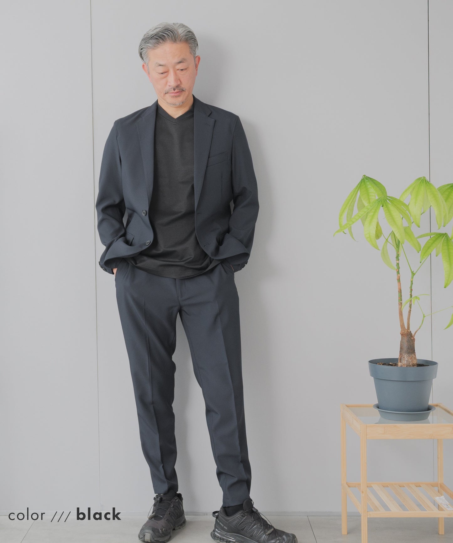 [AWC] ジャケット専用 メランジ調 VネックドレスTシャツ
