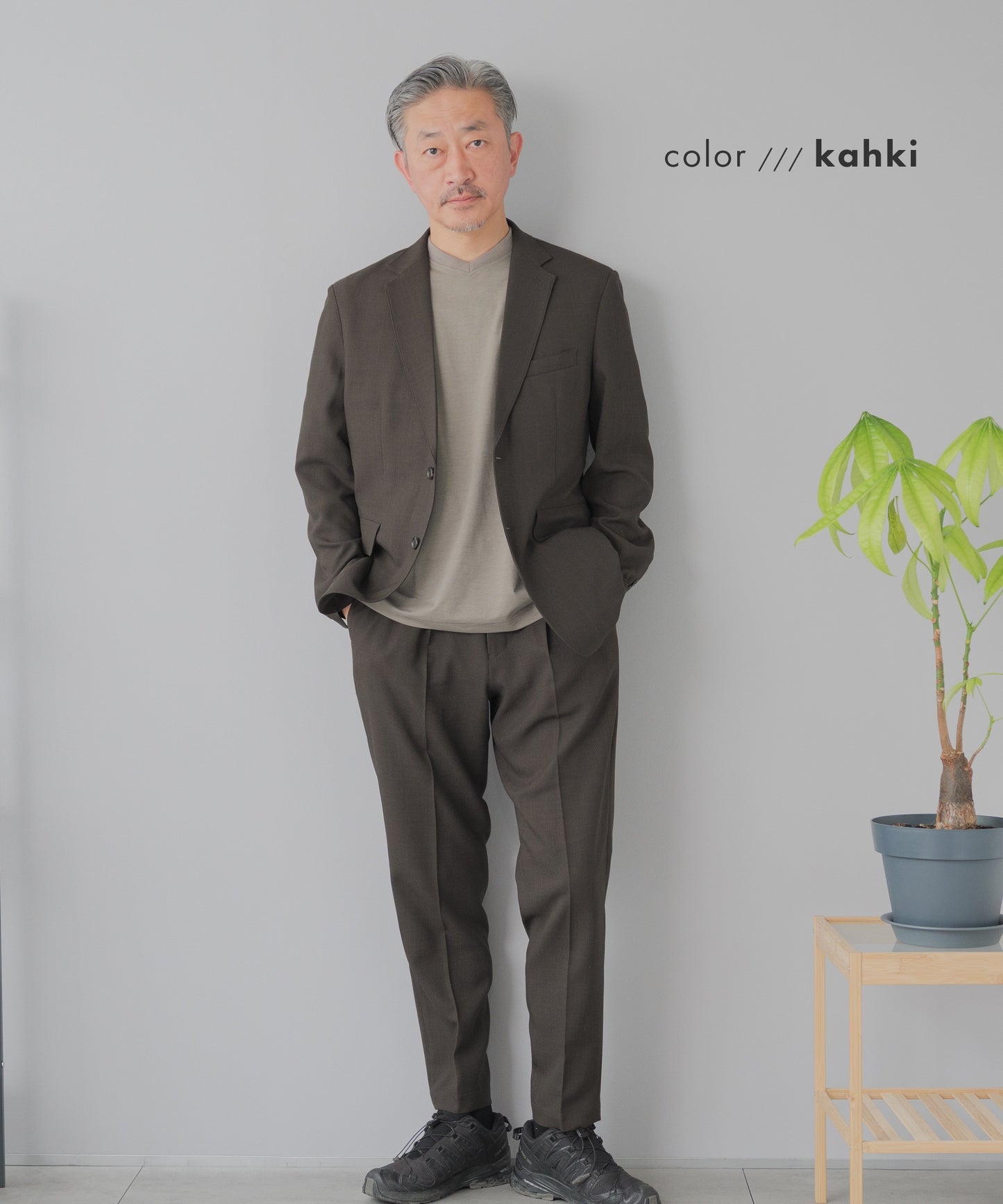 [AWC] ジャケット専用 メランジ調 VネックドレスTシャツ