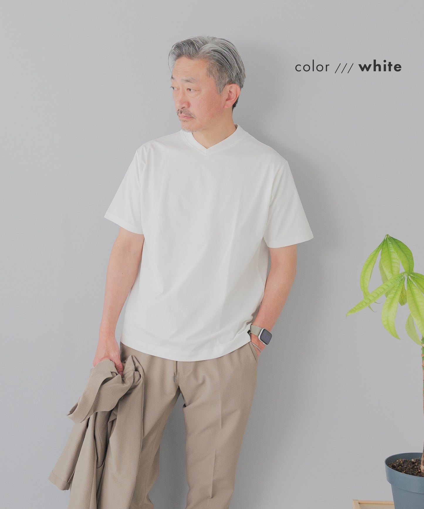 [AWC] ジャケット専用 メランジ調 VネックドレスTシャツ