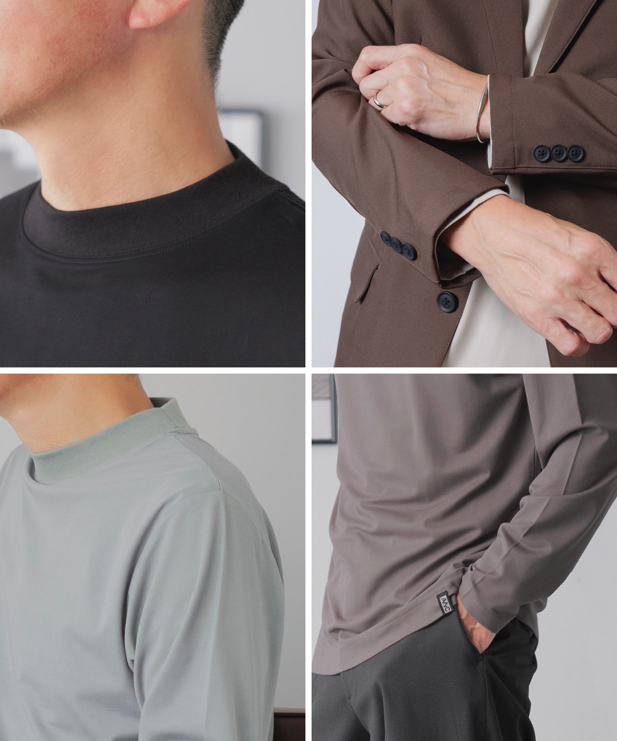 モックネック ジャケットイン ドレスTシャツ-長袖 - AWC | active