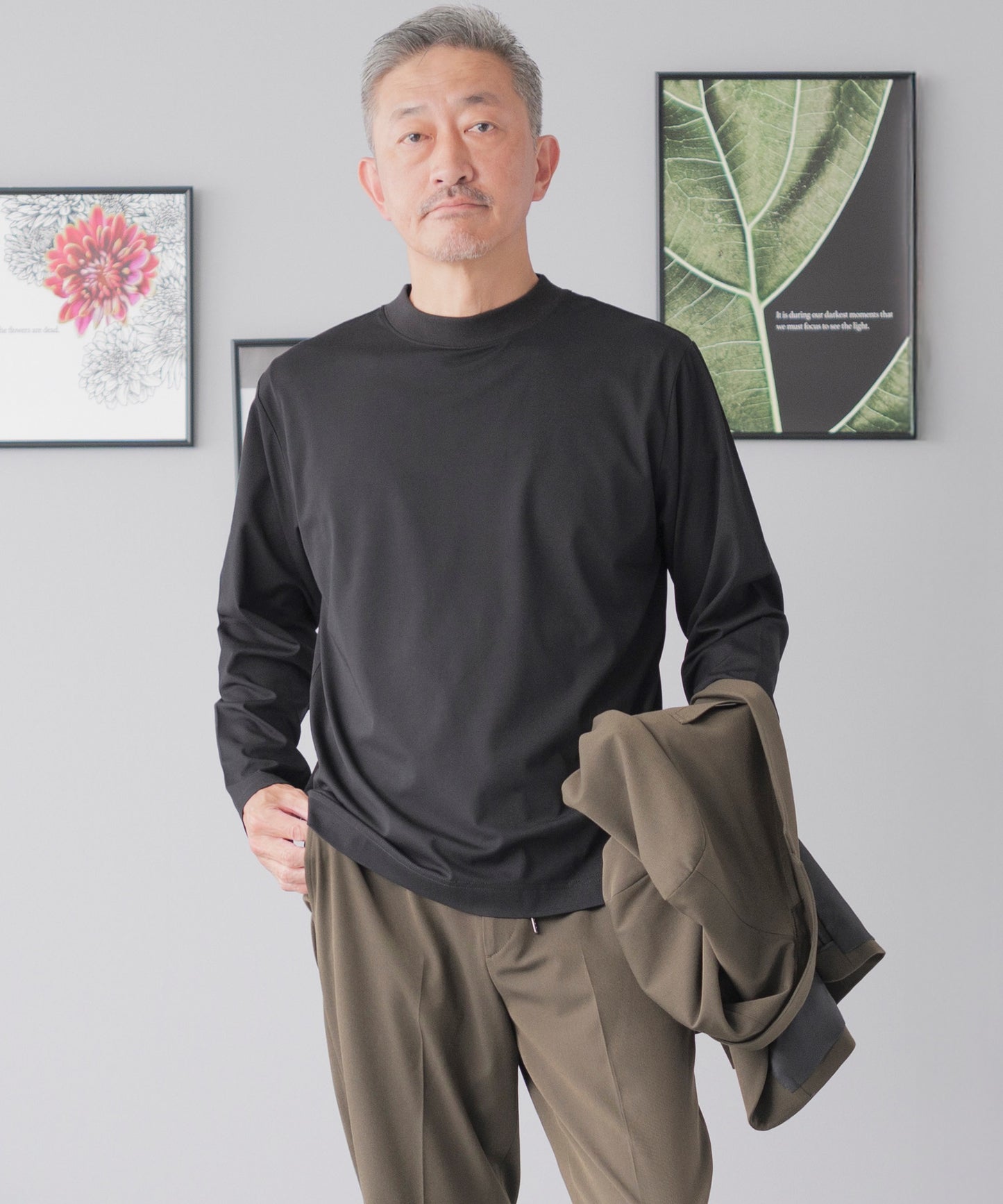 [AWC] モックネック ジャケットインドレスTシャツ - 長袖