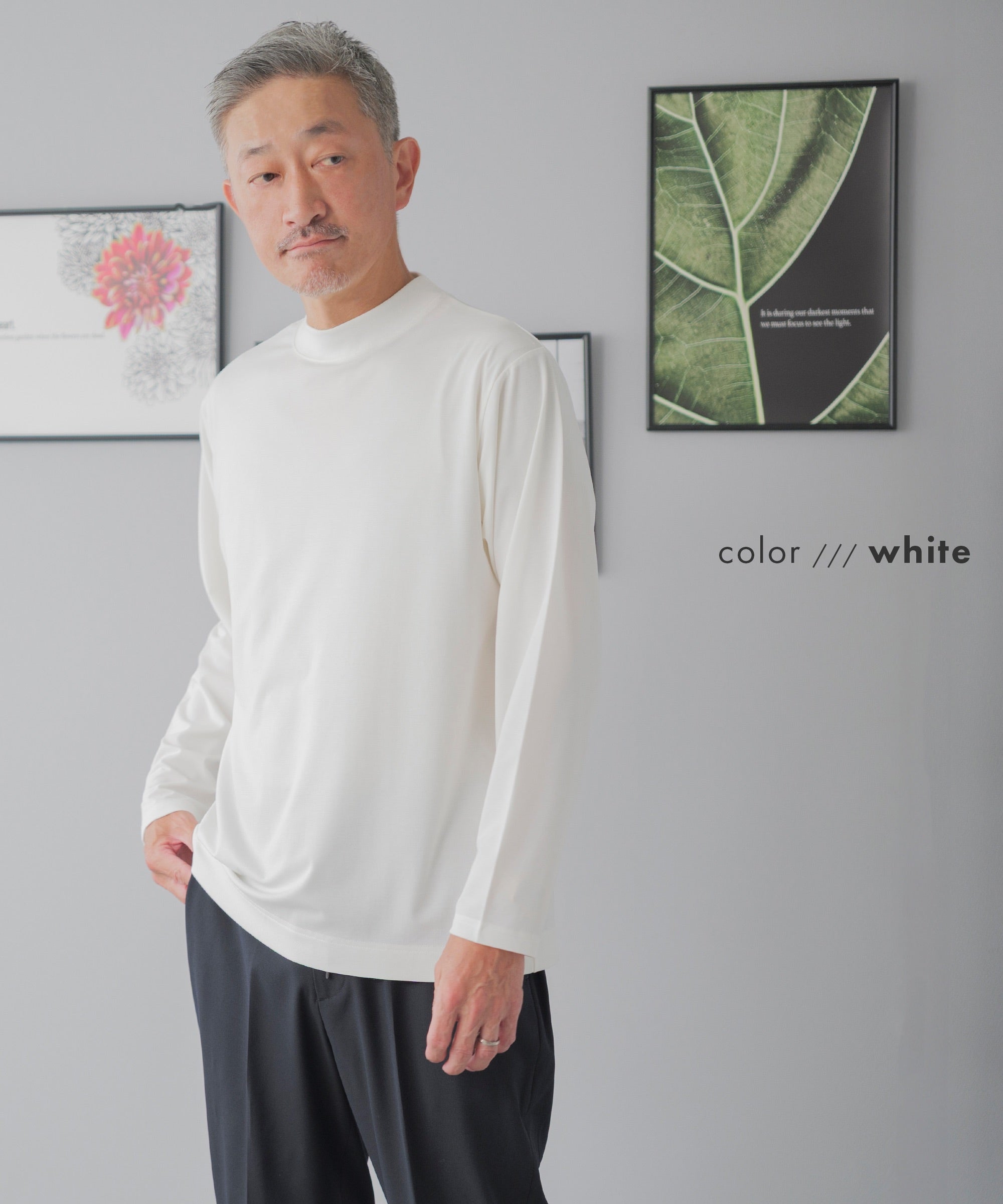 マックレガー　ライトウェイトモックネックTシャツ　ピンク HEAD 高身長 モックネックゆるシルエットTシャツ（トール