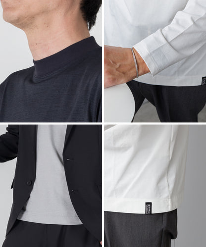 [AWC] ジャケット専用 メランジ調 モックネックドレスTシャツ -長袖