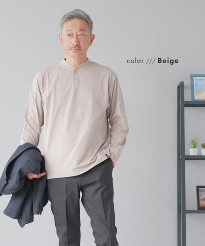 [AWC] ジャケット専用 メランジ調 ヘンリーネックドレスTシャツ -長袖
