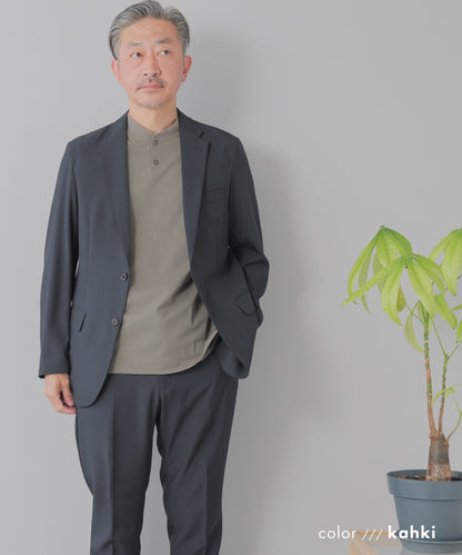 [AWC] ジャケット専用 メランジ調 ヘンリーネックドレスTシャツ -長袖