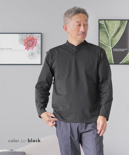 [AWC] ジャケット専用 メランジ調 ヘンリーネックドレスTシャツ -長袖