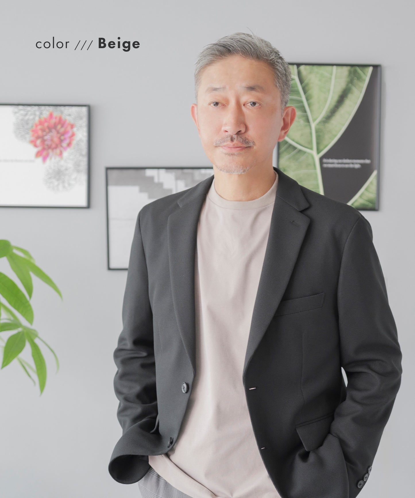 [AWC] ジャケット専用 メランジ調 クルーネックドレスTシャツ -長袖