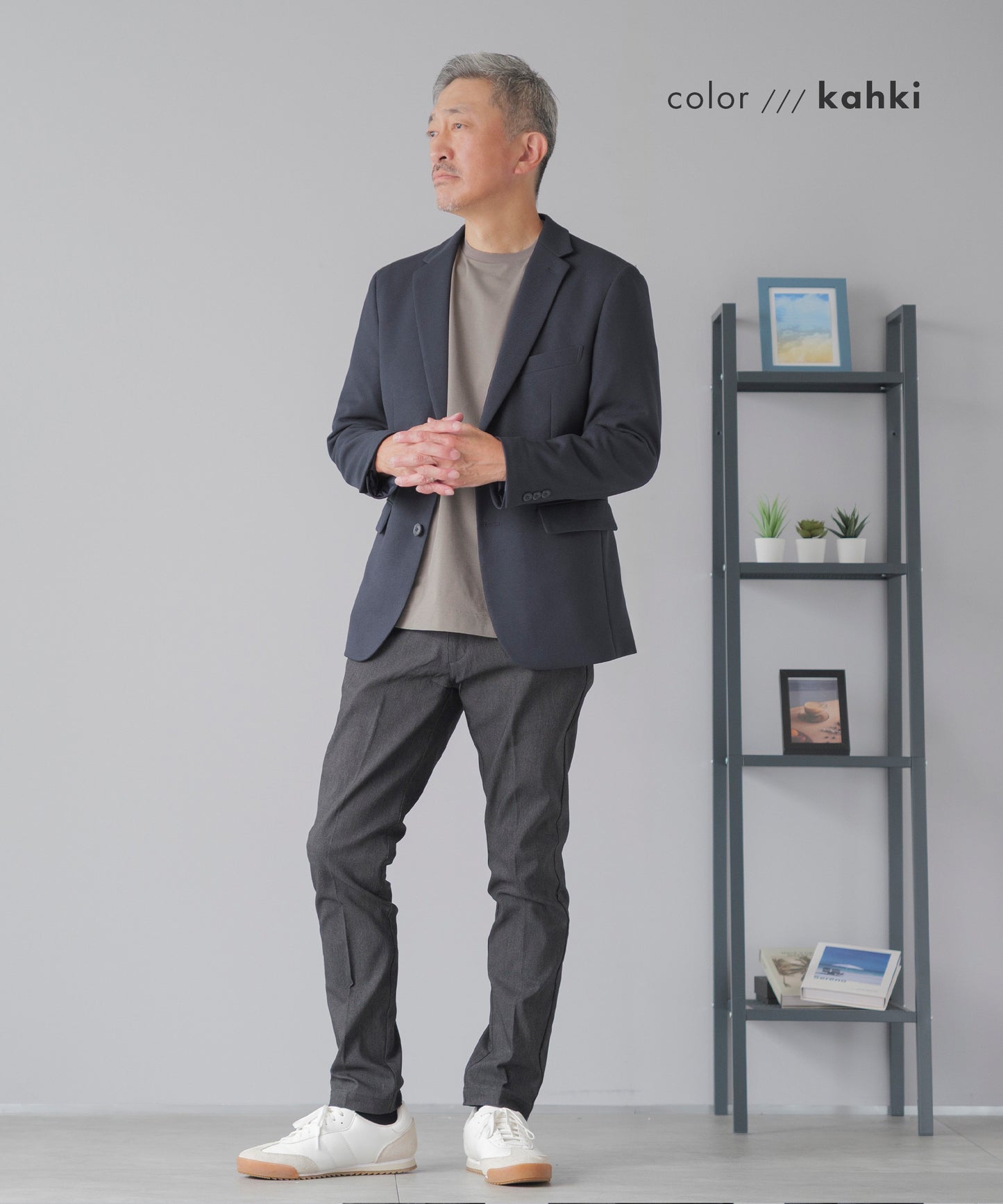 [AWC] ジャケット専用 メランジ調 クルーネックドレスTシャツ -長袖