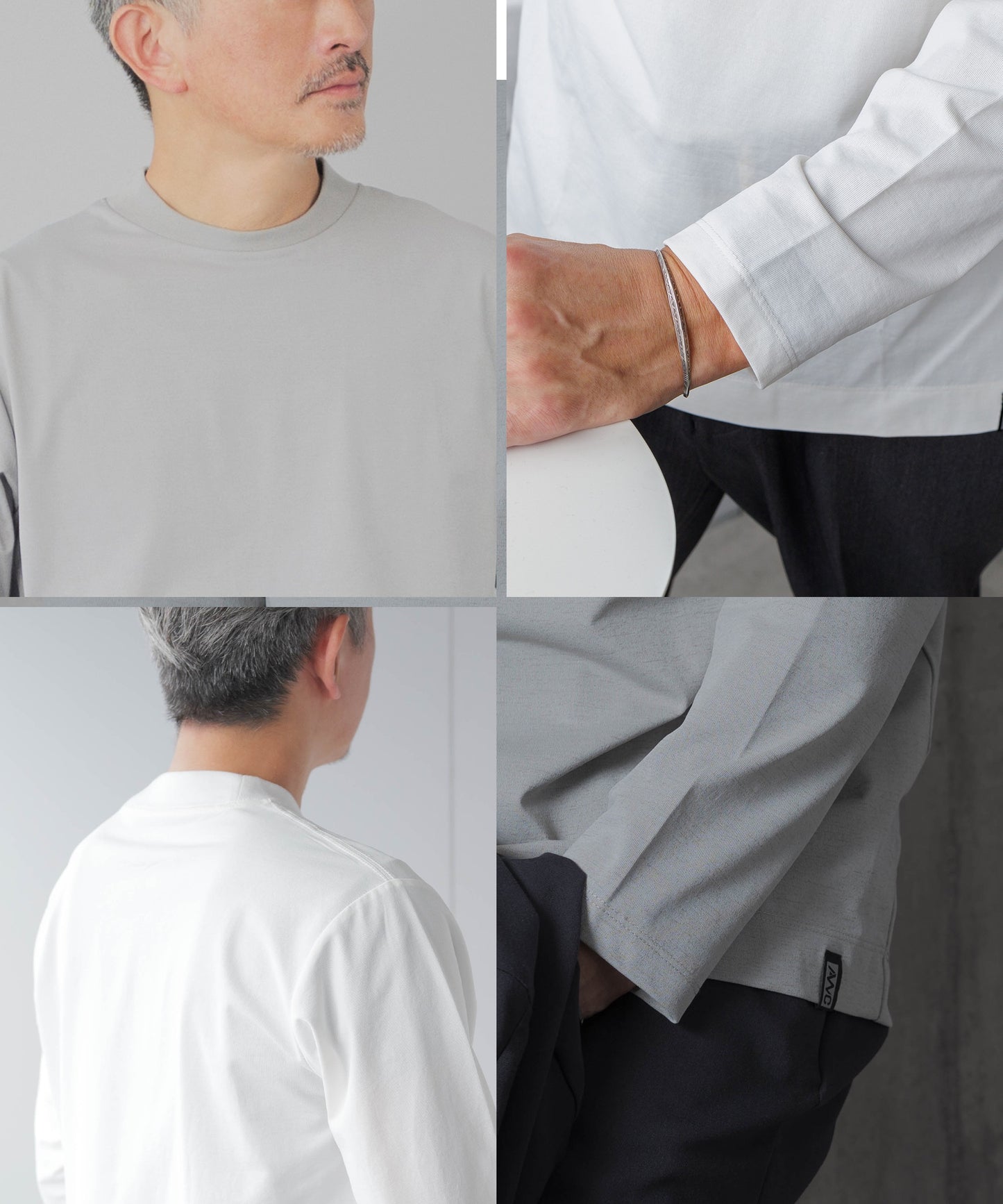 [AWC] ジャケット専用 メランジ調 クルーネックドレスTシャツ -長袖