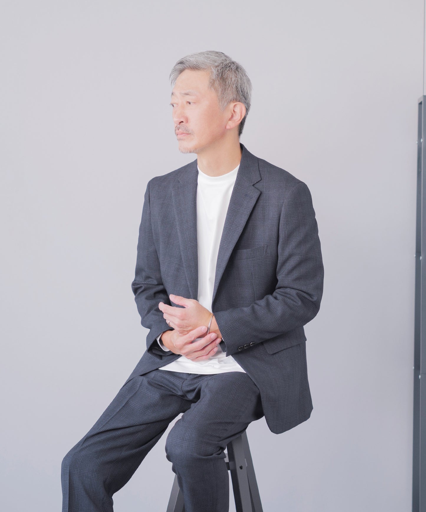 [AWC] ジャケット専用 メランジ調 クルーネックドレスTシャツ -長袖