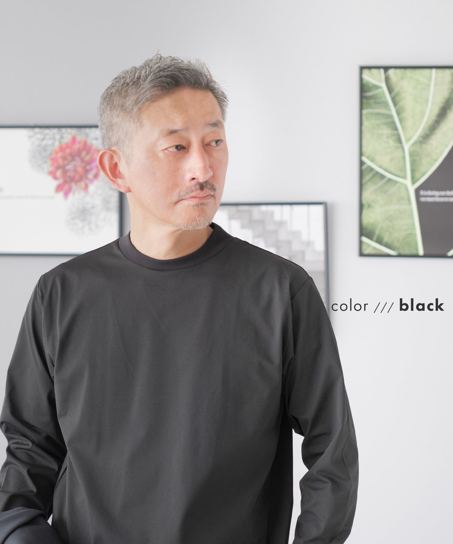 [AWC] ジャケット専用 メランジ調 クルーネックドレスTシャツ -長袖