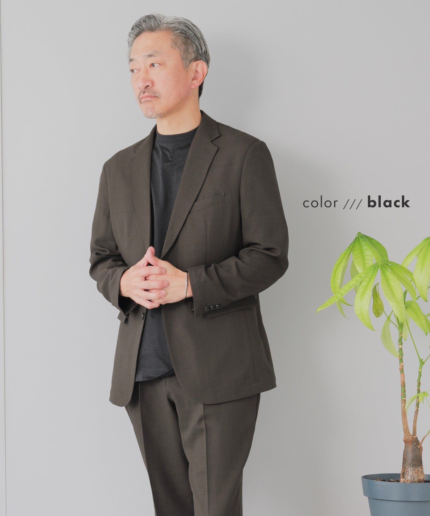 [AWC] ジャケット専用 メランジ調 クルーネックドレスTシャツ -長袖