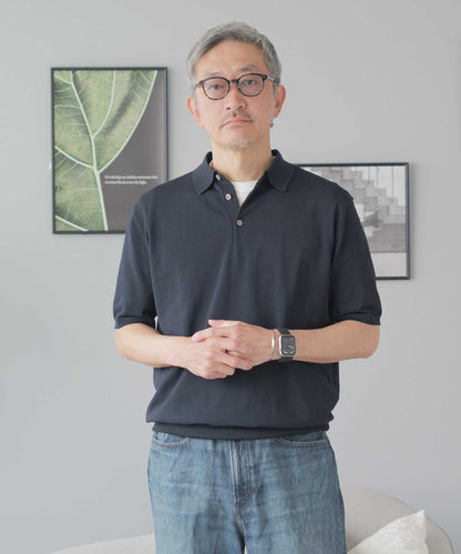 コットン混 クラシカルニットポロ
