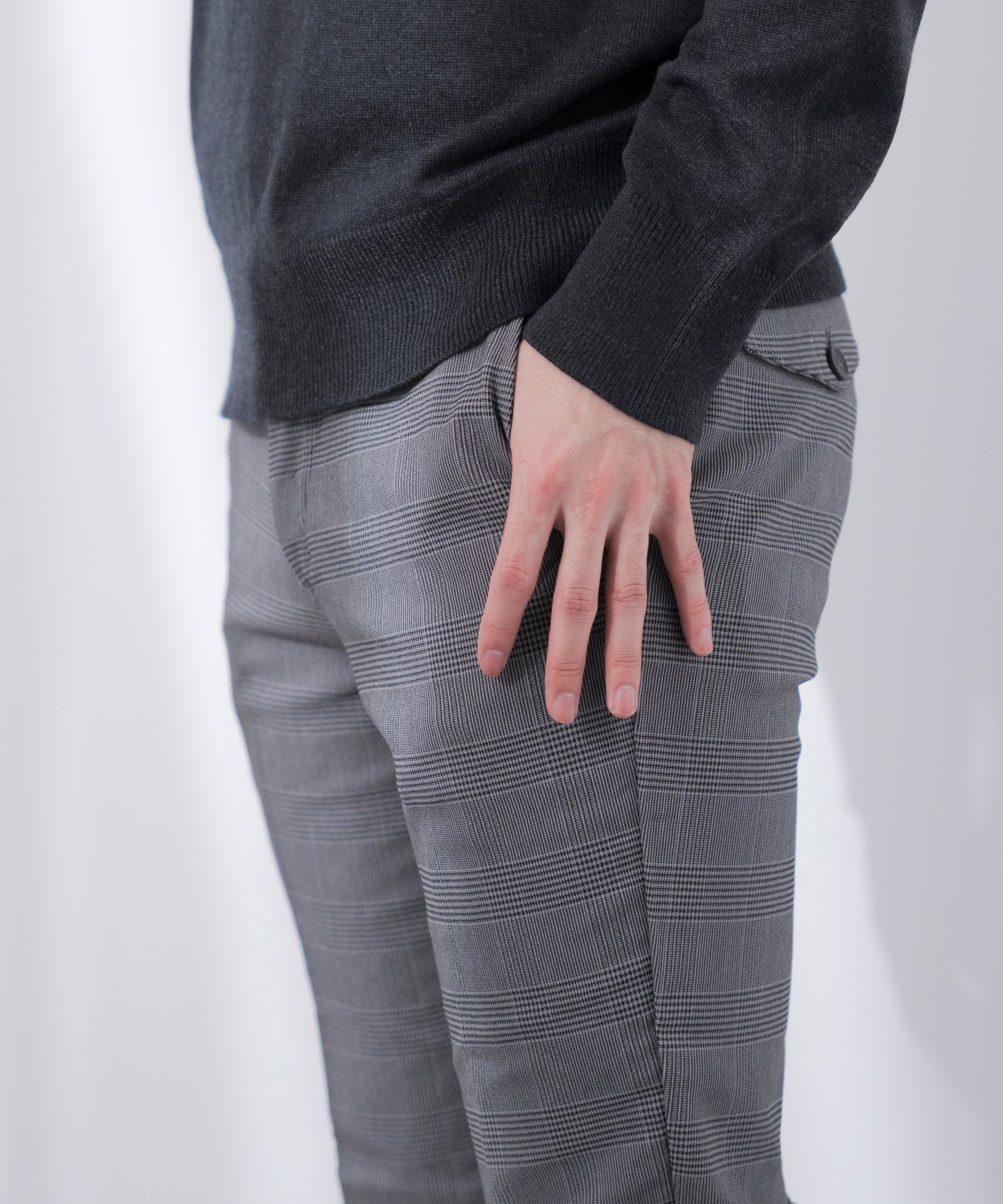 [AWC] 裏起毛 スリム チノ トラウザー パンツ