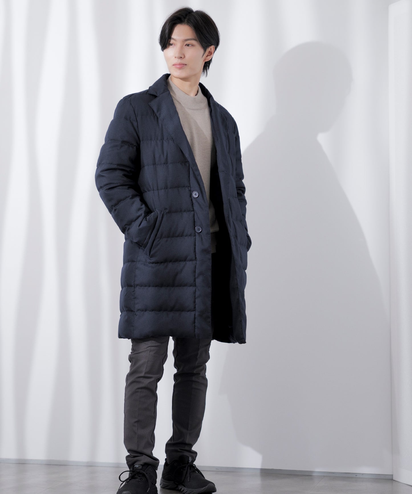 [AWC] 裏起毛 スリム チノ トラウザー パンツ