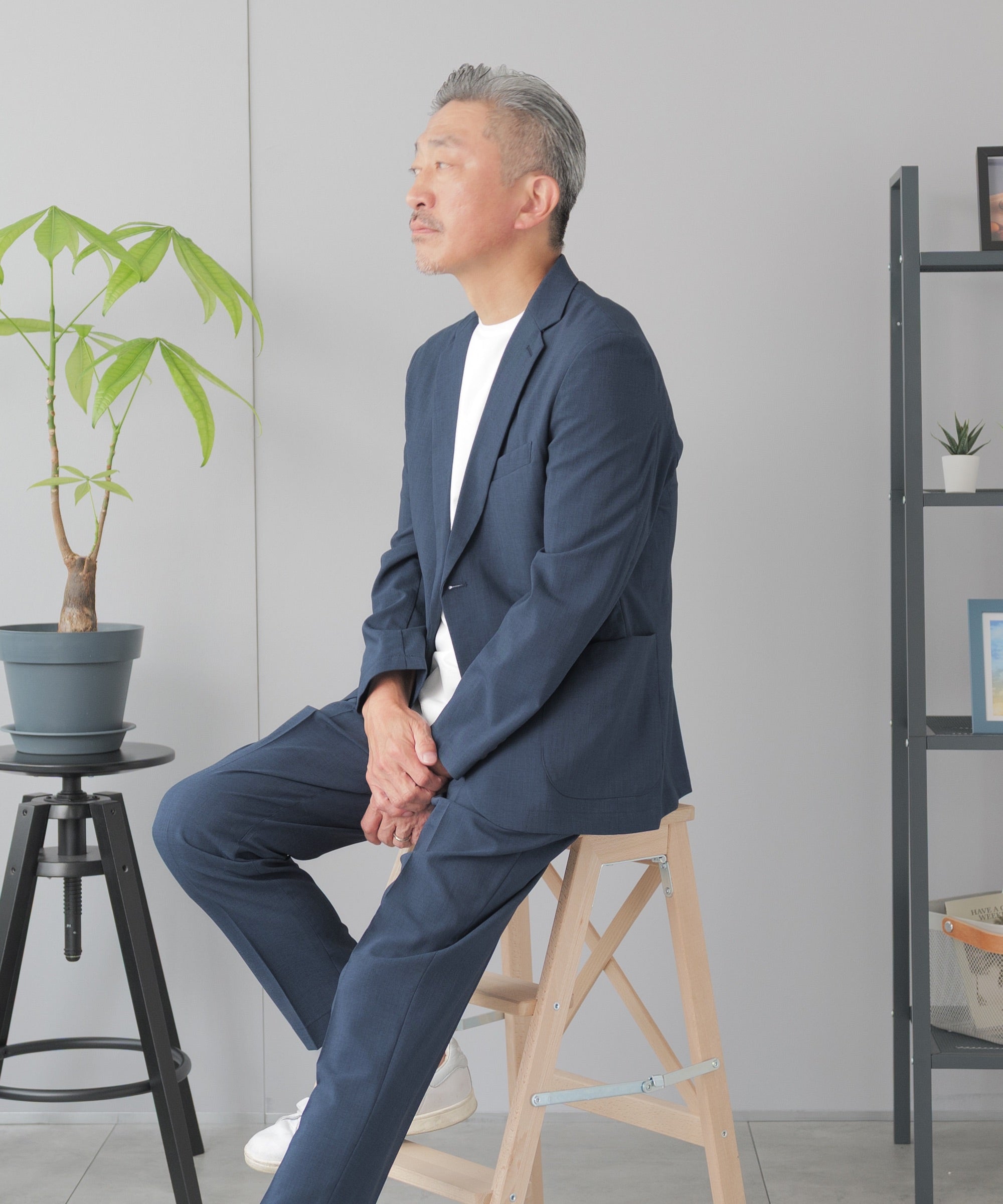 スーツセレクト　スーツ　セットアップ　リネン混　ブラウン SUIT SELECT セットアップ 「RBC」「春夏」3釦段返りスーツ 2