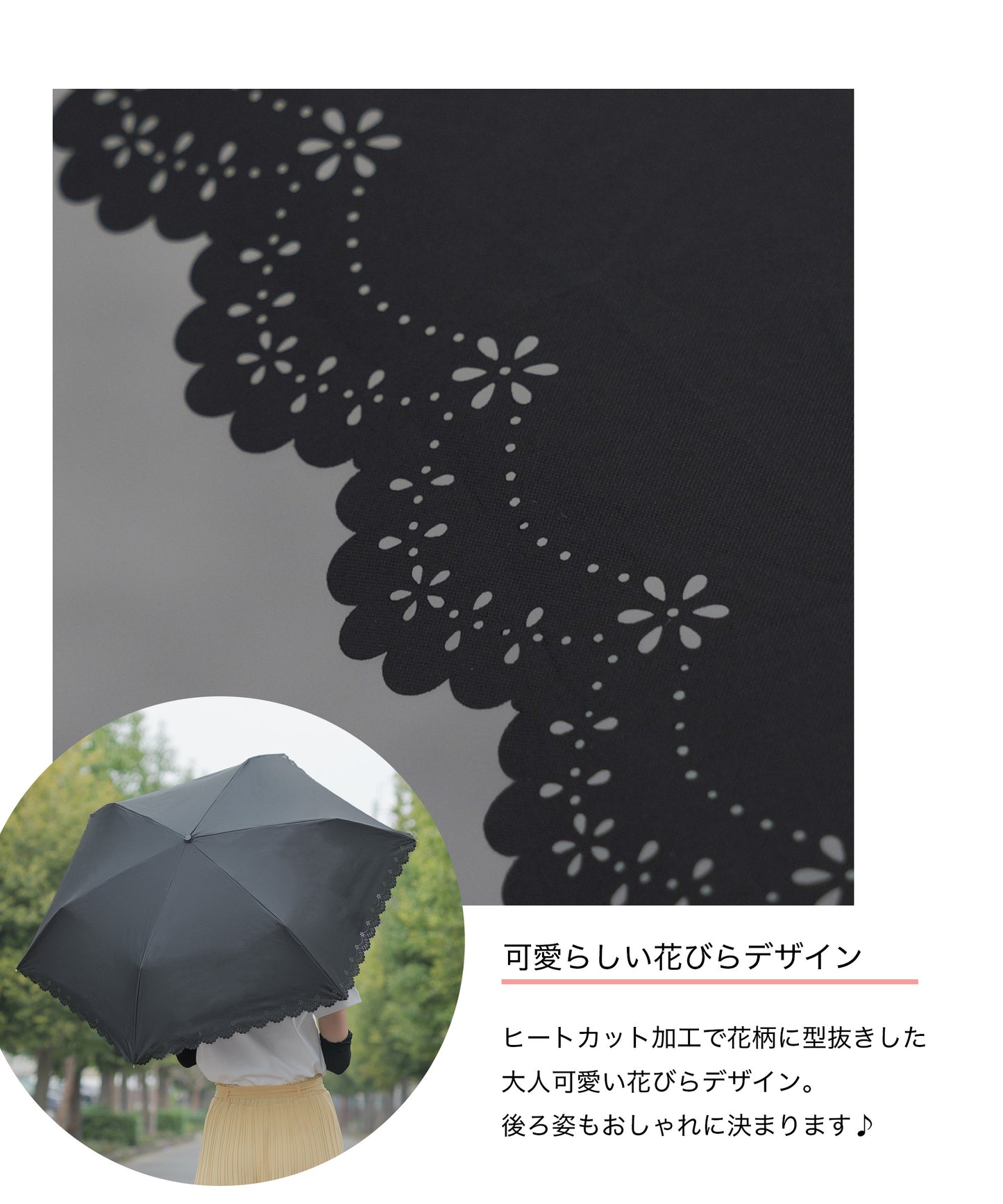 フラワーヒートカット折りたたみ傘