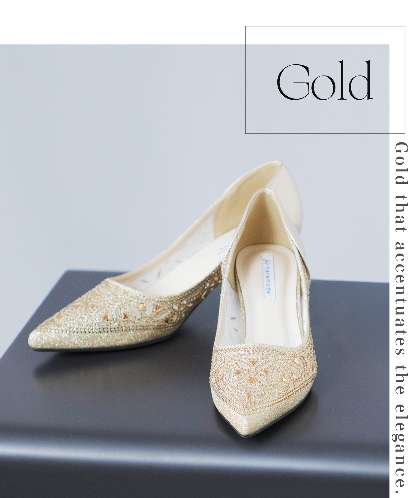 グリッターパンプス ビジューパンプス おしゃれな幾何学柄デザイン。