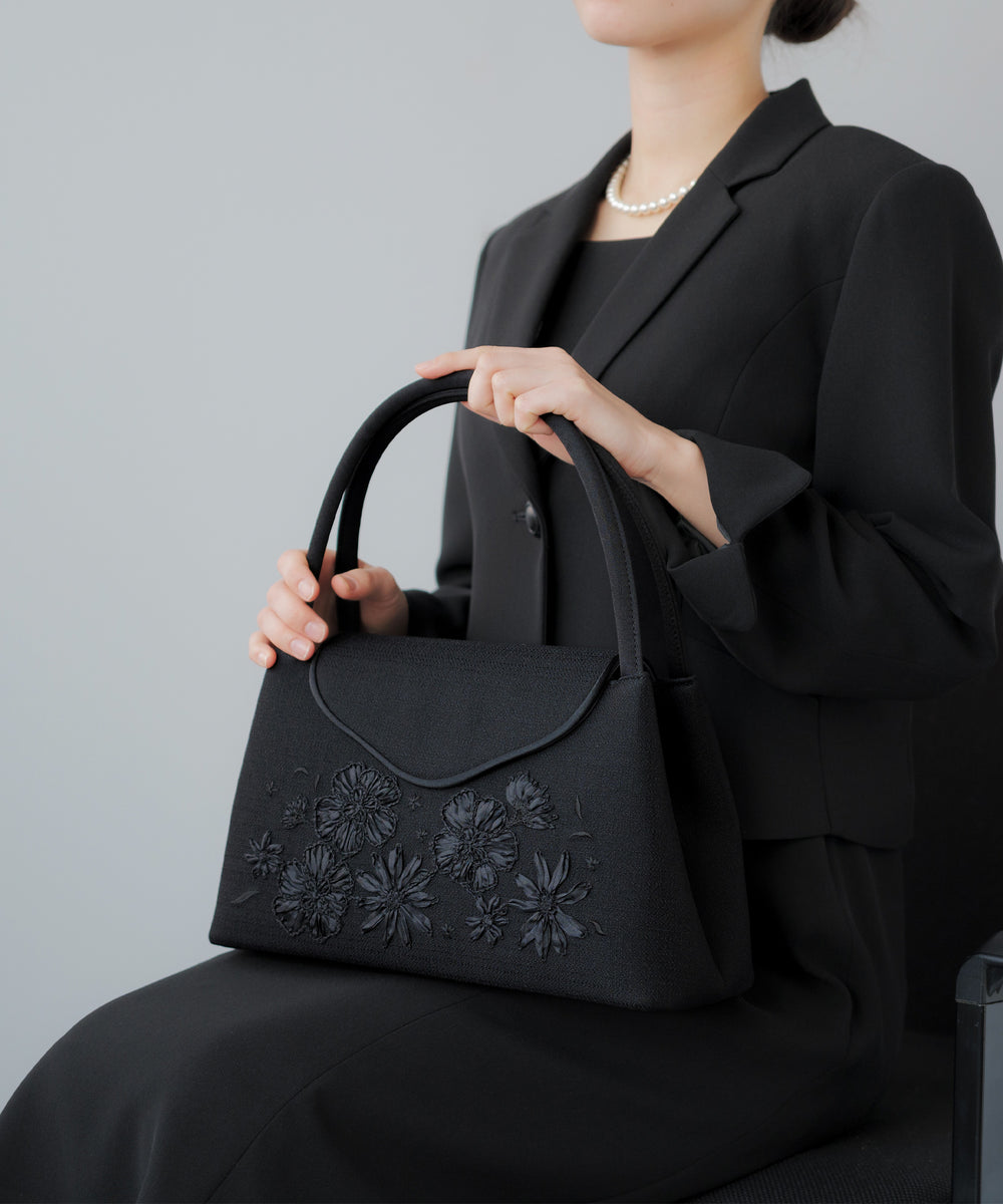 [ 日本製 ]  花柄刺繍 フォーマルソフトバッグ