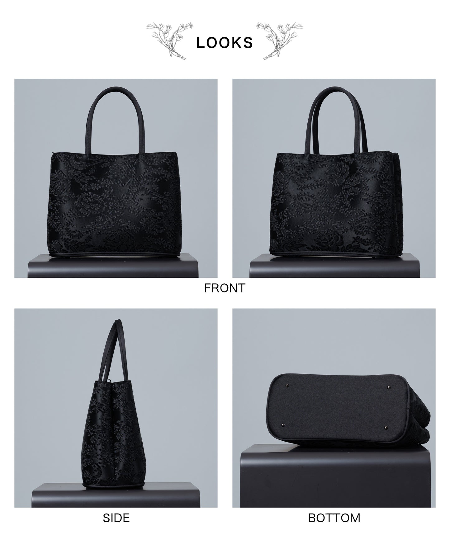 花柄ジャガード織 フォーマルトートバッグ