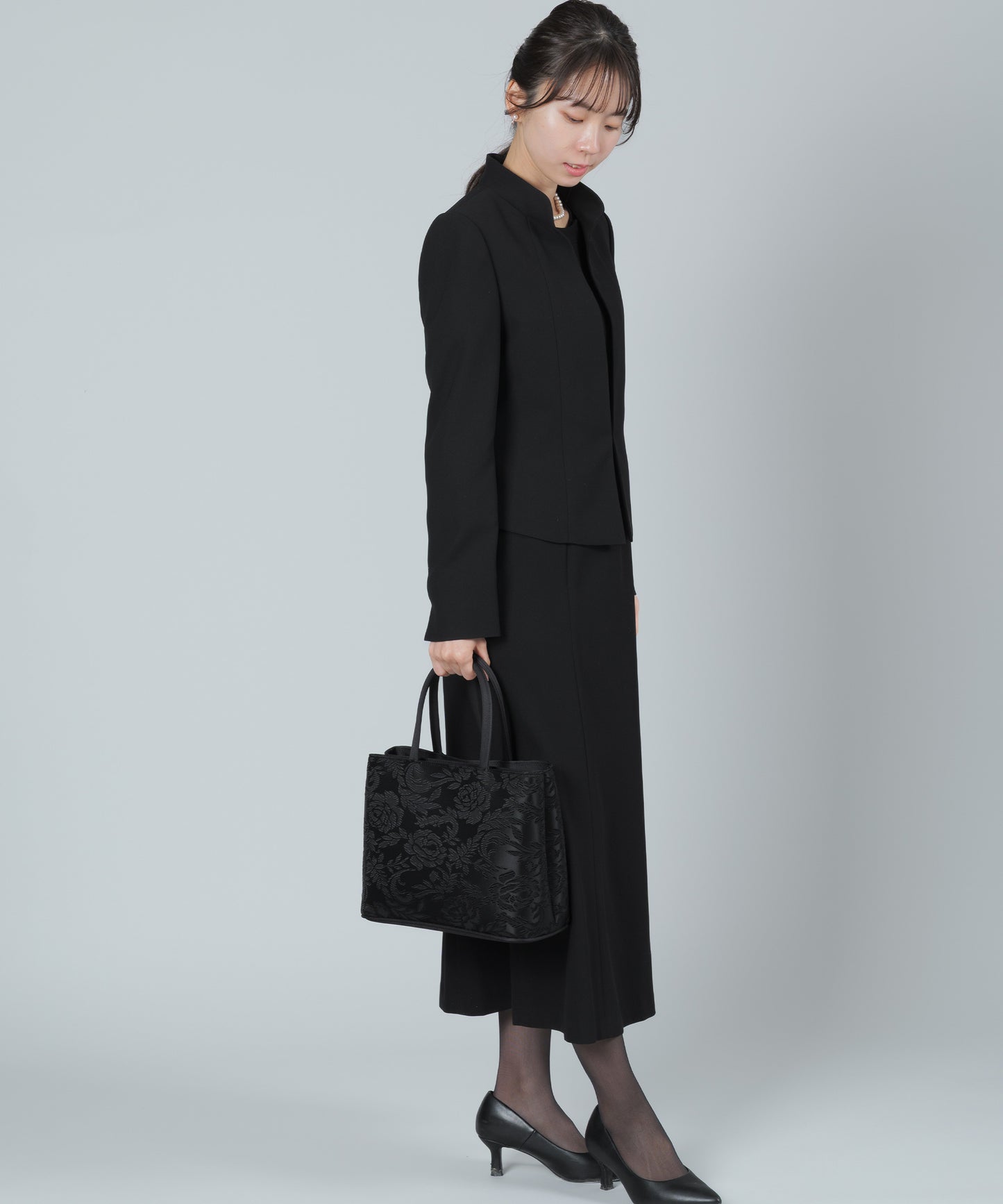 花柄ジャガード織 フォーマルトートバッグ