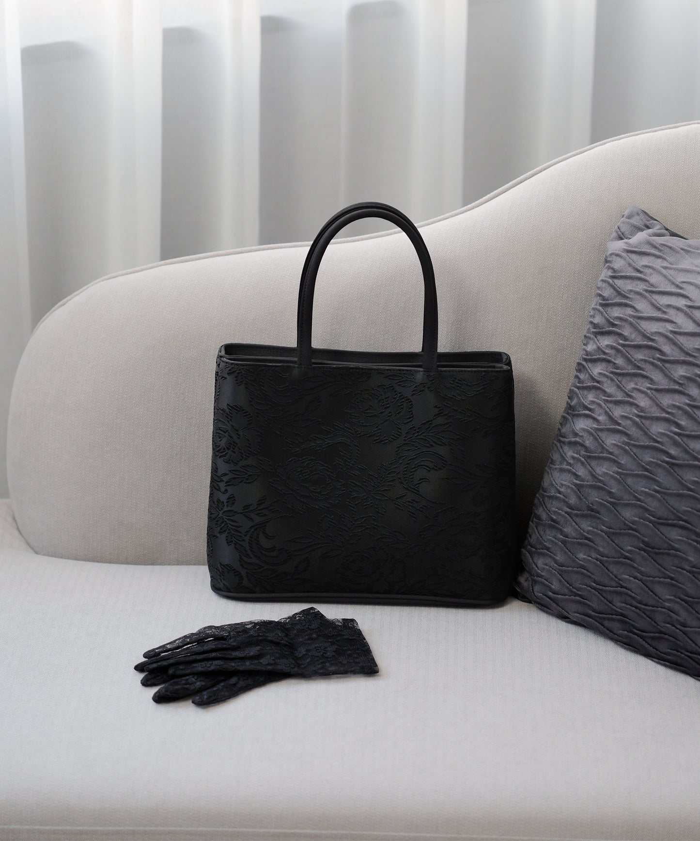 花柄ジャガード織 フォーマルトートバッグ