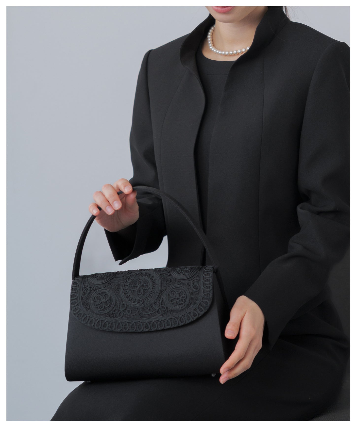 花柄 コード刺繍 フォーマルバッグ