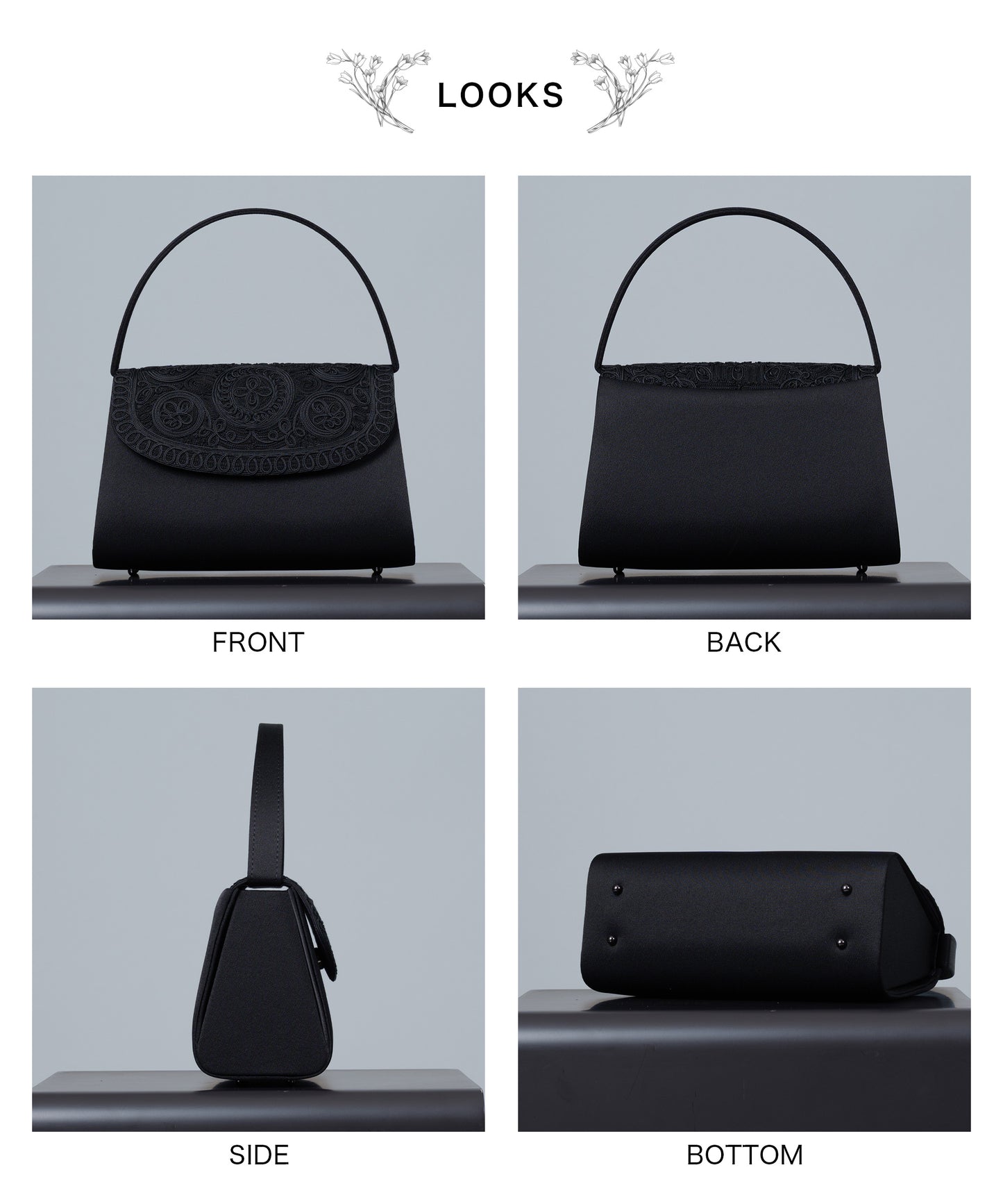 花柄 コード刺繍 フォーマルバッグ