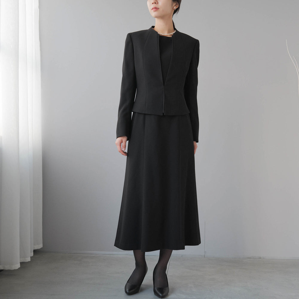 ロング丈 Vネックスタンド ブラックフォーマル