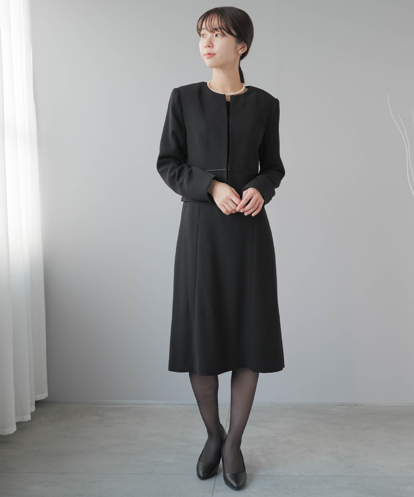 ボタンレスブラックフォーマルアンサンブル(ウォッシャブル)