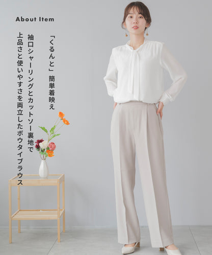 [Festinalente] シャーリングカフス ボウタイブラウス