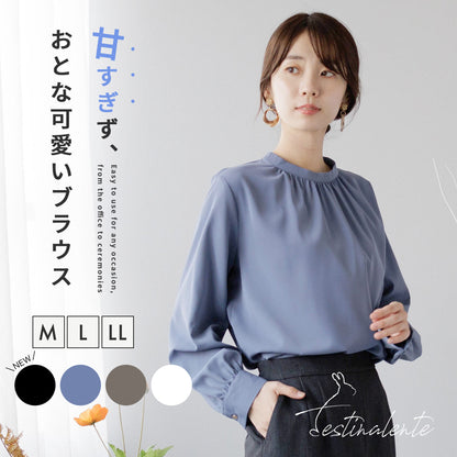 [Festinalente] マットサテンスタンドブラウス