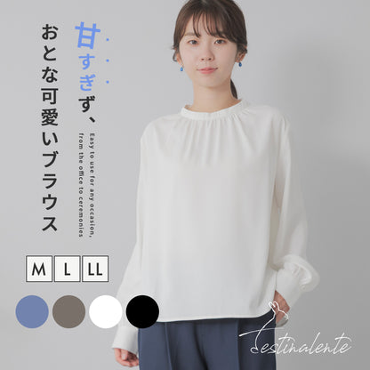 [Festinalente] マットサテンスタンドブラウス