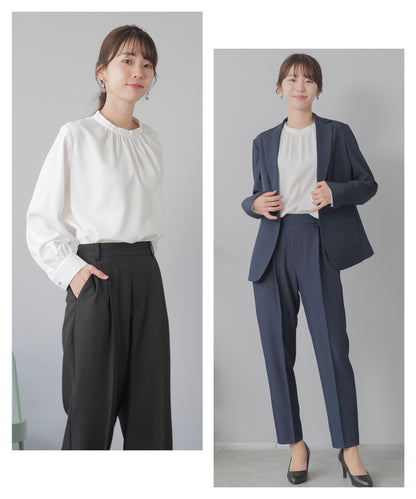 [Festinalente] マットサテンスタンドブラウス