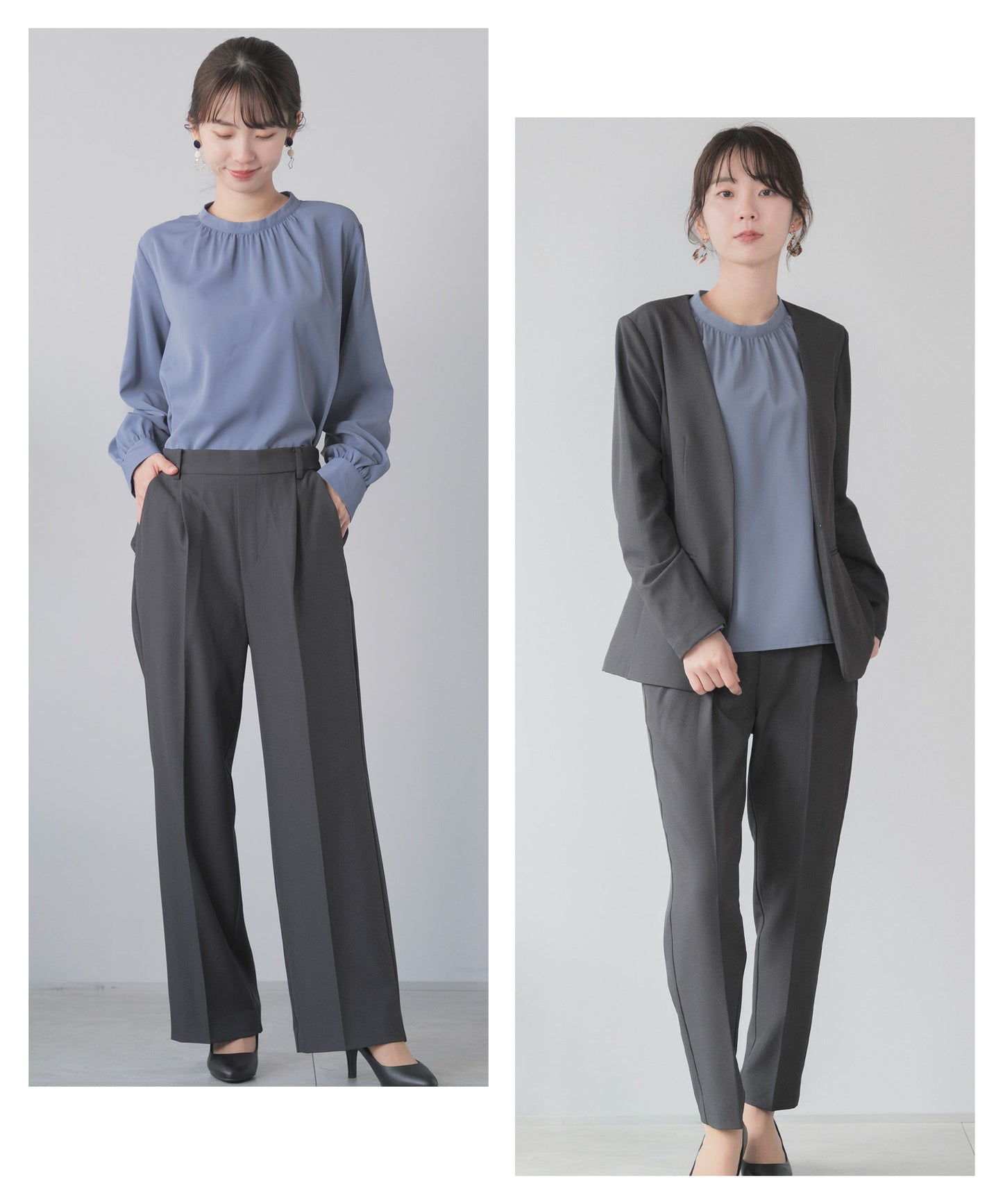 [Festinalente] マットサテンスタンドブラウス