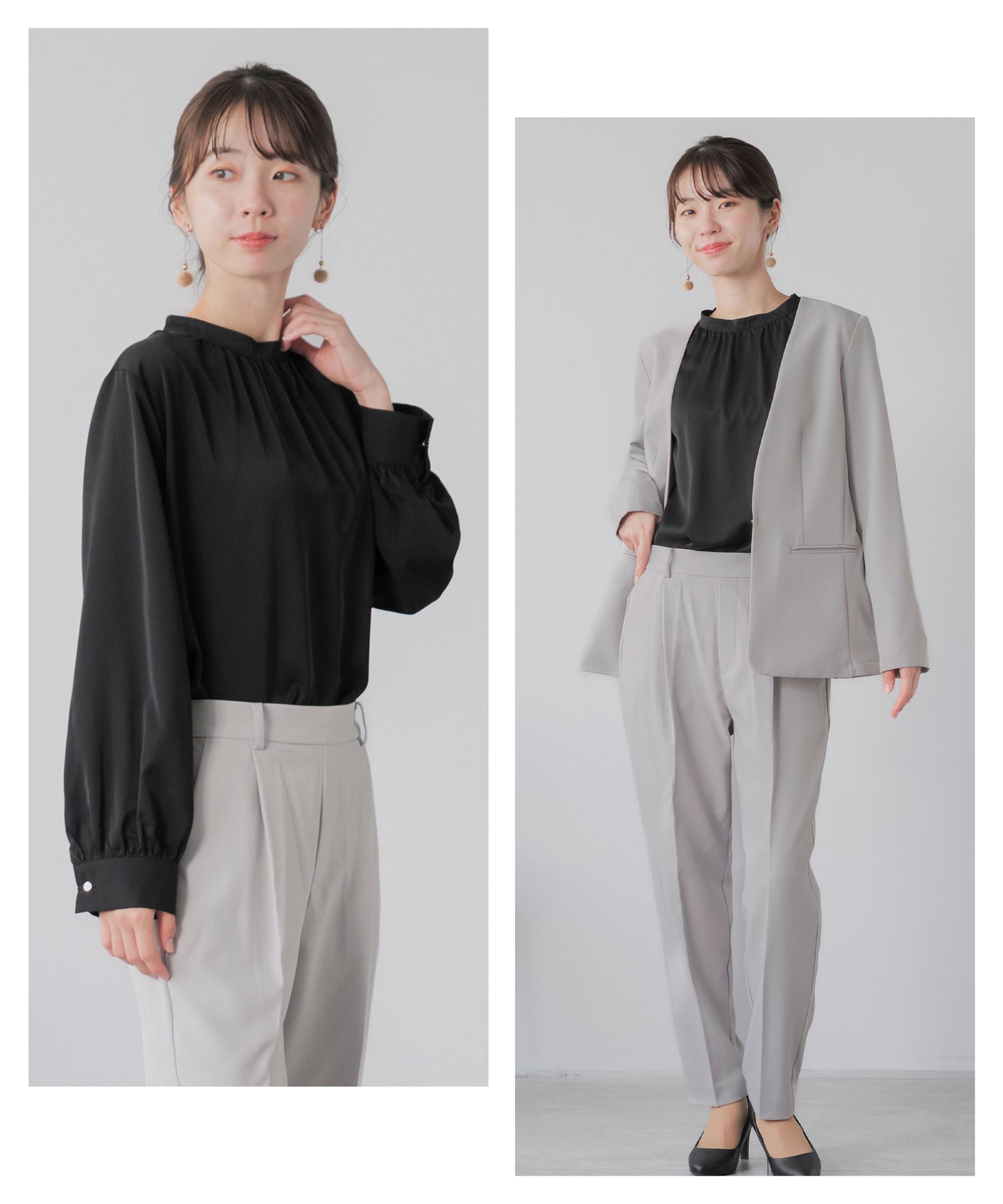 [Festinalente] マットサテンスタンドブラウス