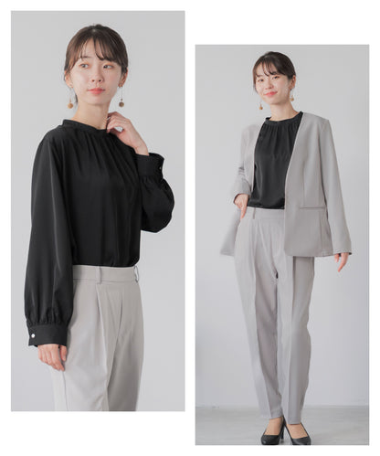 [Festinalente] マットサテンスタンドブラウス