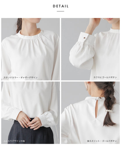[Festinalente] マットサテンスタンドブラウス