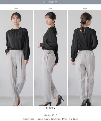 [Festinalente] マットサテンスタンドブラウス