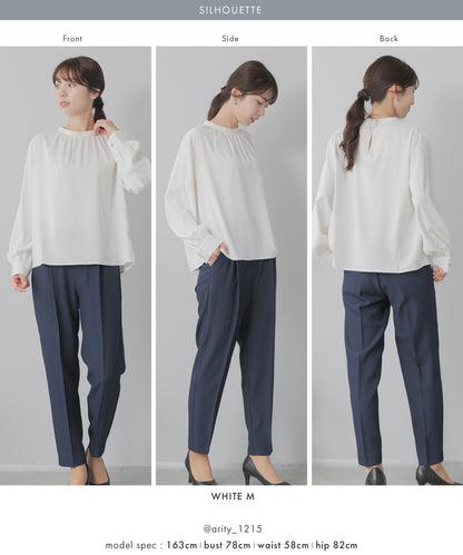 [Festinalente] マットサテンスタンドブラウス