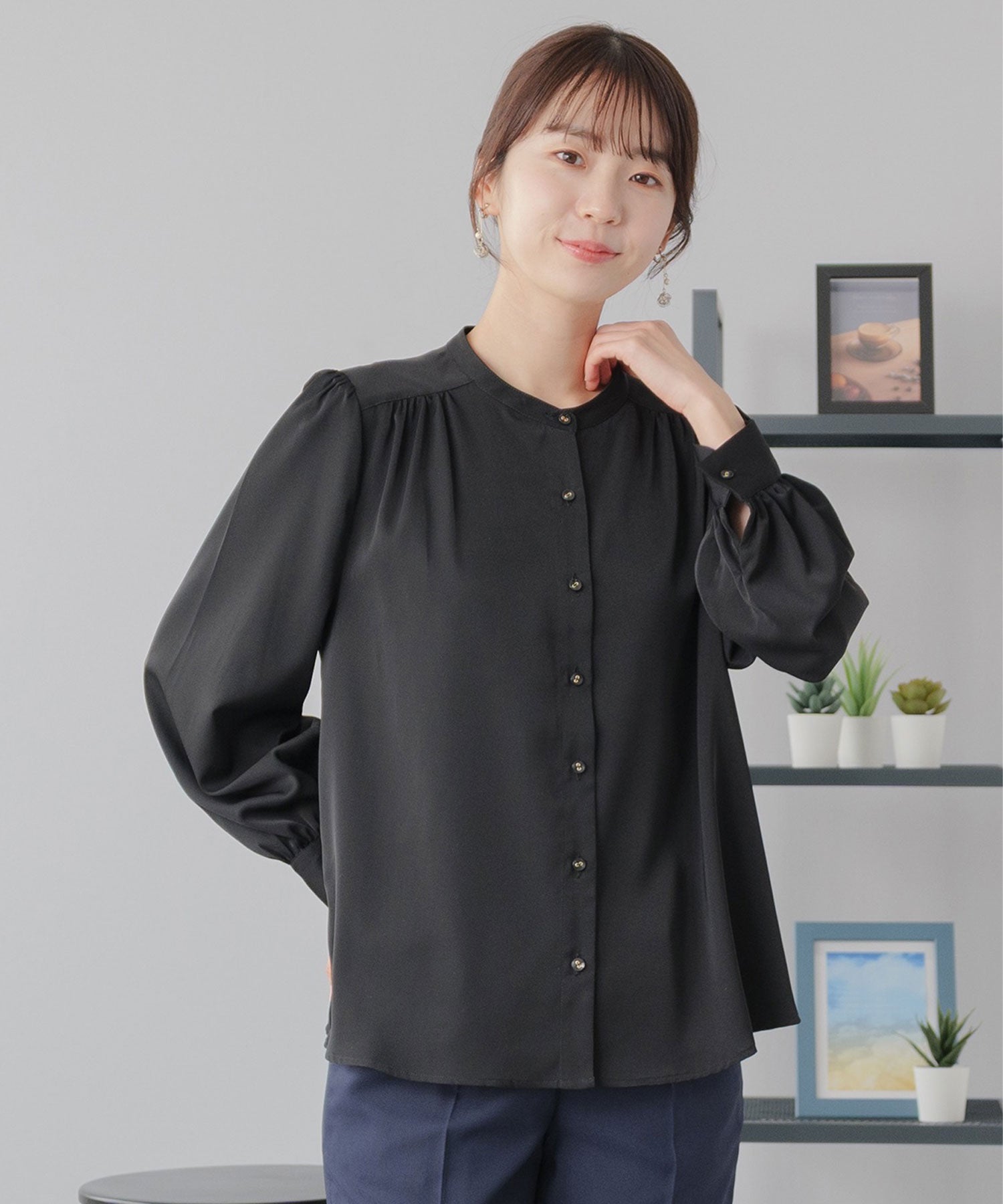 festinalente]マットサテン フルオープンブラウス - AWC | active