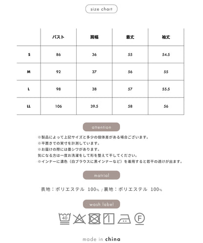 [Festinalente] 裏起毛 長袖 タックブラウス