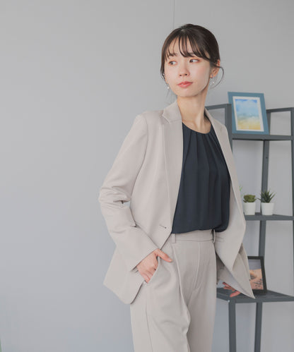 裏起毛 長袖 タックブラウス